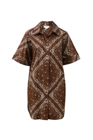 Sara Mini Shirt Dress - Bandana Print