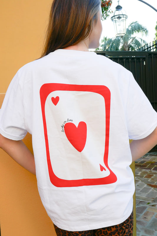 Ace of Hearts - Soft Wash White/ Red Cream Graphic