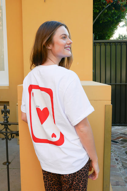 Ace of Hearts - Soft Wash White/ Red Cream Graphic