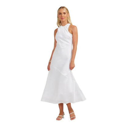 Arabella Silky Midi Dress | White