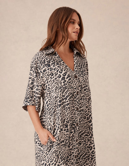 Leopard Print | Boxy Shirt Dress