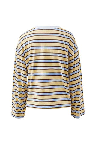 Beau Long Sleeve Slouchy Tee - New Butter/Brunette Stripe