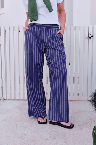 The Lounge Pant - Prussian Blue Stripe