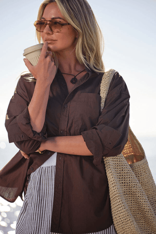 Peta Oversized Shirt - Chocolate