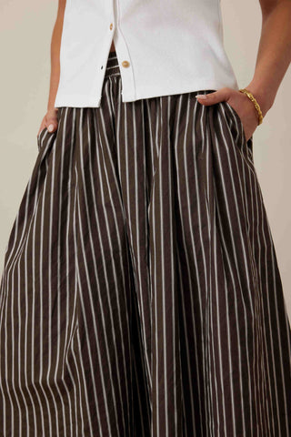 Florence Skirt - Choc/White Stripe