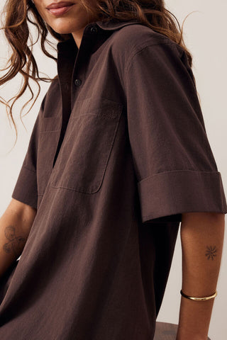 Samara Midi Shirt Dress - Bitter Choc