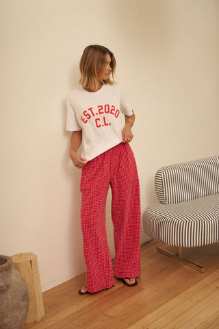 The Lounge Pant - Textured Red Check