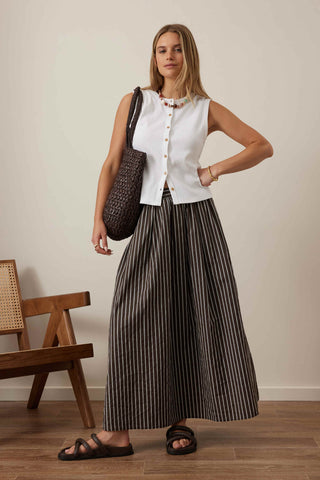 Florence Skirt - Choc/White Stripe