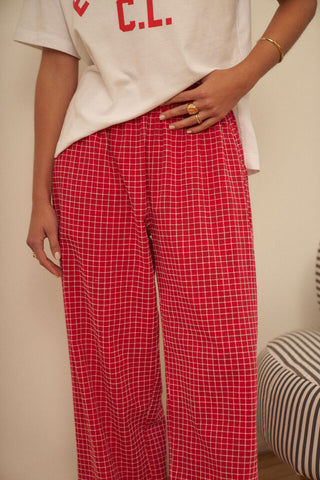 The Lounge Pant - Textured Red Check