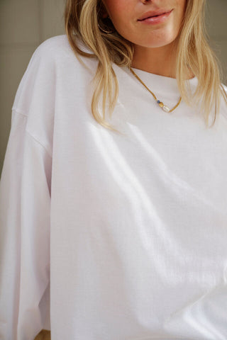 Beau Long Sleeve Slouchy Tee - White