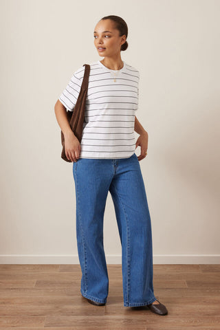 Stevie Slouchy Tee - White/Phantom Stripe
