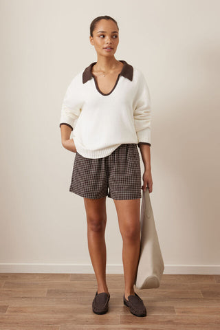 Mila Short - Textured Chocolate Check