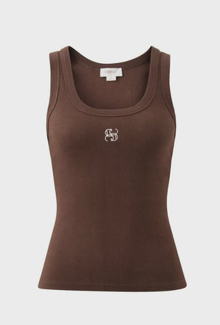 Zoe Contour Rib Tank | Chocolate