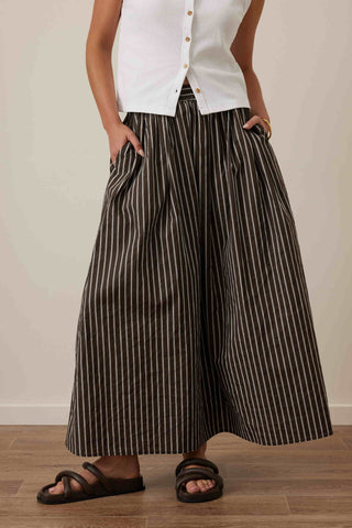 Florence Skirt - Choc/White Stripe