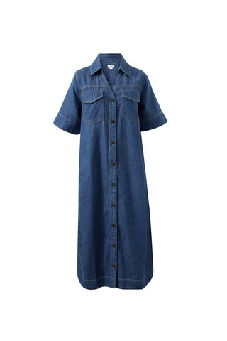Sloane Short Sleeve Midi Dress - True Indigo