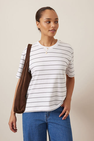 Stevie Slouchy Tee - White/Phantom Stripe