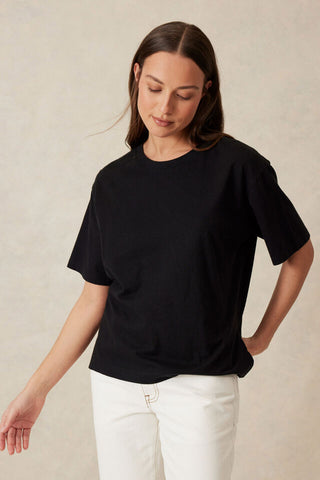Stevie Slouchy Split Hem Tee - Black