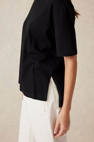 Stevie Slouchy Split Hem Tee - Black
