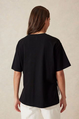 Stevie Slouchy Split Hem Tee - Black