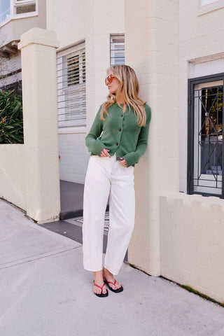 Nelly Long Sleeve Knit Cardi - Basil