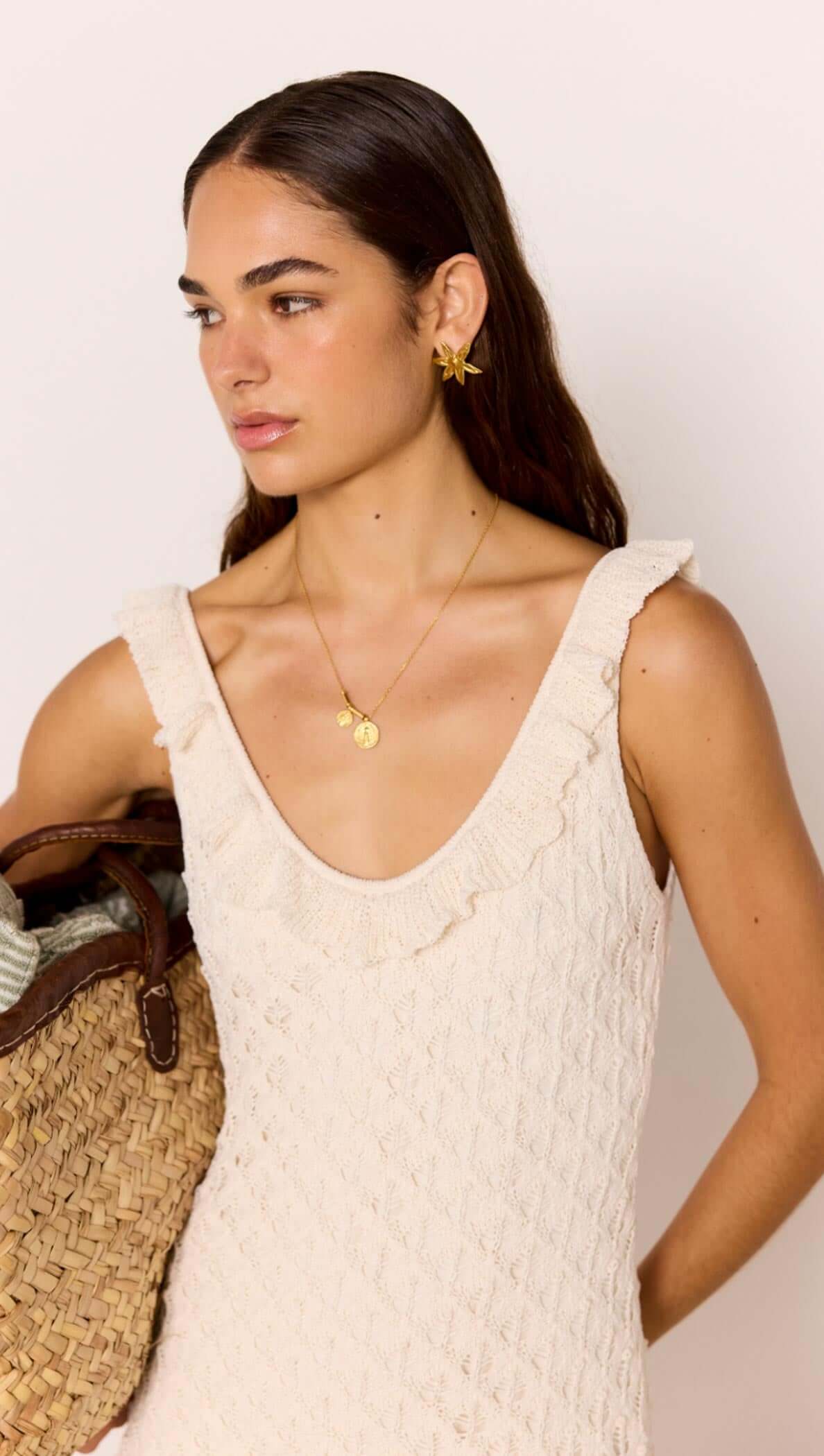 Sabine White Pointelle Knit Midi Dress Raw Edge Boutique Sabine White Pointelle Knit Midi Dress Raw Edge Boutique